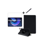 TEKNETSTORE Xiaomi Pad 6 11 inç ile Uyumlu 360° Dönebilen Standlı Tablet Kılıfı, Ekran Koruyucu ve Kalem Seti, Siyah