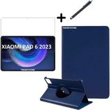 TEKNETSTORE Xiaomi Pad 6 11 Inç Uyumlu 360° Dönebilen Standlı Tablet Kılıfı Ekran Koruyucu Kalem Seti Lacivert