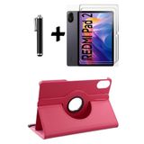 TEKNETSTORE Xiaomi Redmi Pad 2 11 İnç ile Uyumlu 360° Dönebilen Standlı Tablet Kılıfı, Ekran Koruyucu ve Kalem Seti, Pembe