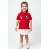 Teknik Atatürk Ay Yıldız Baskılı Polo Yaka Tişört - Kırmızı - 9 - 10 Yaş
