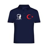 Teknik Atatürk Ay Yıldız Baskılı Polo Yakalı Tişört - Lacivert