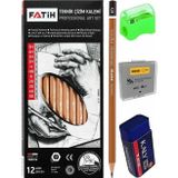Teknik Çizim Kalemi 12 Li 1 Paket Fatih Dereceli Kalem Seti Kalemtraş Hamur Silgi Eskiz Karakalem Yumuşak Ve Sert Uçlu