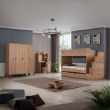 Teknik Genç Odası Rustik 4lü Complex Ranza Set - Açık Kahverengi - 90 x 109 cm