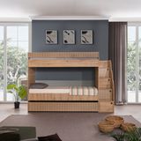 Teknik Genç Odası Rustik Yavrulu Ranza Modern Tasarım Ceviz Suntalam Malzeme 90 x 190 cm Boyutları ile Dayanıklı