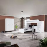 Teknik Genç Odası White 3lü Ranza Set - Beyaz - 90 x 190 cm