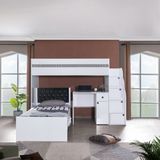 Teknik Genç Odası White Ranza Karyola Masa - Beyaz - 90 x 190 cm