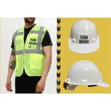Teknik Mühendis Yeleği Seti (Isim Baskılı ) - Yeşil - XL