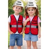 Teknik Reflektörlü Çocuk Mühendis Yeleği Seti - Kırmızı