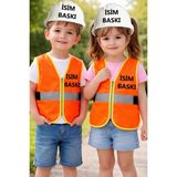 Teknik Reflektörlü Çocuk Mühendis Yeleği Seti - Turuncu