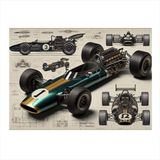 Teknik Yarış Arabası Çizimi Art Mdf Poster 25cmX 35cm