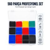 tekno 560 Parça Kablo İzolasyon Makaron Seti 12 Ölçü 5 Renk Heat Shrink Tube Organizer Kutulu 2