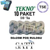 TEKNO 56x25m Termal Pos Rulosu 10 Paket 100 Rulo Tekno