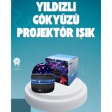 tekno Döner Galaxy Projektör Gece Lambası – Ay ve Yıldız Işıklı Atmosfer Lamba, USB Bağla
