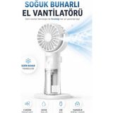 Tekno Drone Su Buharlı Şarjlı Mini Fan Taşınabilir El Vantilatörü 3 Kademeli Hız Ayarı 500 Mah Batarya - Beyaz