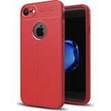 Tekno Grup Apple iPhone Se 2020 Ultra Korumalı Deri Desenli Lüx Niss Cam Ekran Koruyucu Kırmızı Silikon Cep Telefonu Kılıf