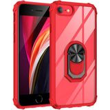 Tekno Grup Apple iPhone Se 2022 Kılıf Korumalı Yüzüklü Standlı Mola Kapak + Cam Ekran Koruyucu - Kırmızı