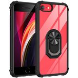 Tekno Grup Apple iPhone Se 2022 Kılıf Korumalı Yüzüklü Standlı Mola Kapak + Cam Ekran Koruyucu - Siyah
