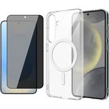 Tekno Grup Galaxy S24 Plus Şeffaf Mika Magsafe Kılıf + Antistatik Hayalet Ekran Koruyucu + Kamera Koruyucu Gümüş