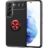 Tekno Grup Samsung Galaxy S22 Kılıf Ultra Korumalı Yüzüklü Manyetik Ravel Silikon + Tam Kaplayan 5d Ekran Koruyucu - Siyah - Kırmızı