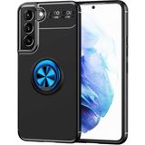 Tekno Grup Samsung Galaxy S22 Plus Kılıf Ultra Korumalı Yüzüklü Manyetik Ravel Silikon + Tam Kaplayan 5d Ekran Koruyucu - Siyah - Mavi