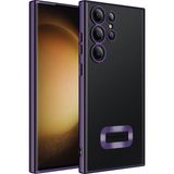 Tekno Grup Samsung Galaxy S23 Ultra Kılıf Kamera Korumalı Logo Gösteren Omega Kapak + Cam Ekran Koruyucu - Derin Mor