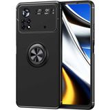 Tekno Grup Xiaomi Poco M4 Pro 4g Kılıf Ultra Korumalı Yüzüklü Manyetik Ravel Silikon + Tam Kaplayan 5d Ekran Koruyucu - Siyah