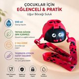 Tekno Hediye 550 ml Uğur Böceği Çocuk Suluğu Tritan Bpa Içermez Askılı Hafif Tasarım Pipetli Çocuk Matara 3 Yaş+ - Kırmızı