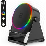 Tekno Hediye 5’i 1 Arada Rgb Işıklı Bluetooth Hoparlör & Indüksiyon Ses Yükseltici Telefon Standı (2000 Mah) - Siyah