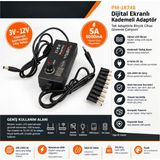 Tekno Hediye Powermaster PM-18746 Ayarlı Adaptör 3V-12V 5A 5000MA Dijital Ekranlı Kademeli Güç Adaptörü 8 Uçlu Universal Adaptör - Siyah
