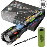 Tekno Hediye Powermaster PM-25120 Şarjlı El Feneri 3000 Lümen Teleskopik Zoomlu 5 Modlu LED Işıldak Powerbank Özellikli Type-C Şarjlı Kamp Avcı Feneri - Siyah