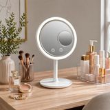 Tekno Hediye Teknohediye Fanlı LED Işıklı Makyaj Aynası USB & Pilli Çalışma Dokunmatik Kontrollü 2 Kademeli Fanlı Kozmetik Ayna 34 cm - Beyaz