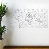 Tekno İstanbul Yazılabilir Dünya Haritası Manyetik Duvar Stickerı 110 x 56 cm