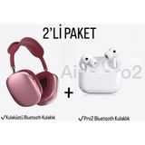 TEKNO Kulak Üstü ve Pro2 A Plus Kulak Içi Ios & Android Uyumlu Kablosuz Bluetooth Kulaklık Paketi - Kırmızı