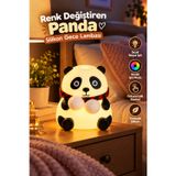 tekno Sevimli Panda Silikon Gece Lambası Renkli Işık Modu Dokunmatik Kontrollü Aydınlatma 2026