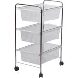 Tekno-Tel 34x48x69 cm Gri Şeffaf 3 Katlı Plastik Çekmeceli Tekerlekli Sebzelik