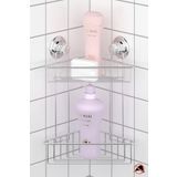 Tekno-Tel DM257 Krom Vakumlu 2 Katlı Banyo Köşe Rafı