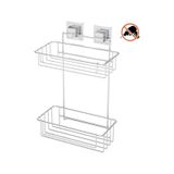 Tekno Tel Ef-256 Yapışkanlı 2 Katlı Düz Banyo Rafı Krom