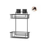 Tekno Tel Ef-256 Yapışkanlı 2 Katlı Düz Banyo Rafı Siyah