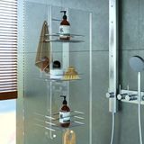 Tekno-tel Krom 3 Katlı Duşakabin Banyo Rafı Metal Dayanıklı Şık Tasarım