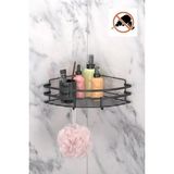 Tekno-Tel ST-107 Yapışkanlı Kancalı Siyah Köşelik Banyo Rafı
