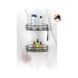 Tekno Tel St-207 Yapışkanlı Kancalı 2 Adet Köşelik Banyo Rafı Siyah