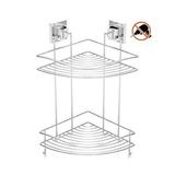 Tekno-Tel Tekno Tel Ef-253 Yapışkanlı 2 Katlı Köşelik Banyo Rafı Krom Çok Renkli