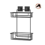 Tekno-Tel Tekno Tel Ef-256 Yapışkanlı 2 Katlı Düz Banyo Rafı Siyah