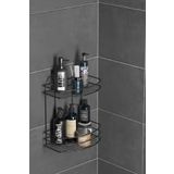 Tekno-tel TEKNOTEL BANYO DÜZENLEYİCİ ŞAMPUANLIK SABUNLUK 2 KATLI YAPIŞKANLI BANYO DUŞ RAFI SİYAH ST008