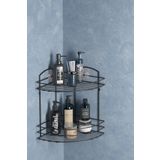 Tekno-tel TEKNOTEL BANYO DÜZENLEYİCİ ŞAMPUANLIK SABUNLUK 2 KATLI YAPIŞKANLI BANYO DUŞ RAFI SİYAH ST032