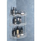 Tekno-tel TEKNOTEL BANYO DÜZENLEYİCİ ŞAMPUANLIK SABUNLUK 3 KATLI YAPIŞKANLI BANYO DUŞ RAFI BEYAZ ST033