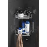 Tekno-tel Teknotel İki Katlı Şampuanlık Kancalı Banyo Köşe Rafı Krom ES092