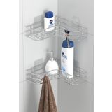 Tekno-tel Teknotel Yapışkanlı Kancalı 2 Adet Banyo Köşe Rafı Şampuanlık Krom ST276