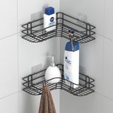 Tekno-tel Teknotel Yapışkanlı Kancalı 2 Adet Banyo Köşe Rafı Siyah ST276