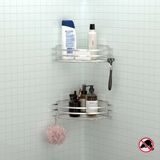 Tekno-tel Yapışkanlı Kancalı 2 Adet Banyo Köşe Rafı Silver ST207H - Gümüş